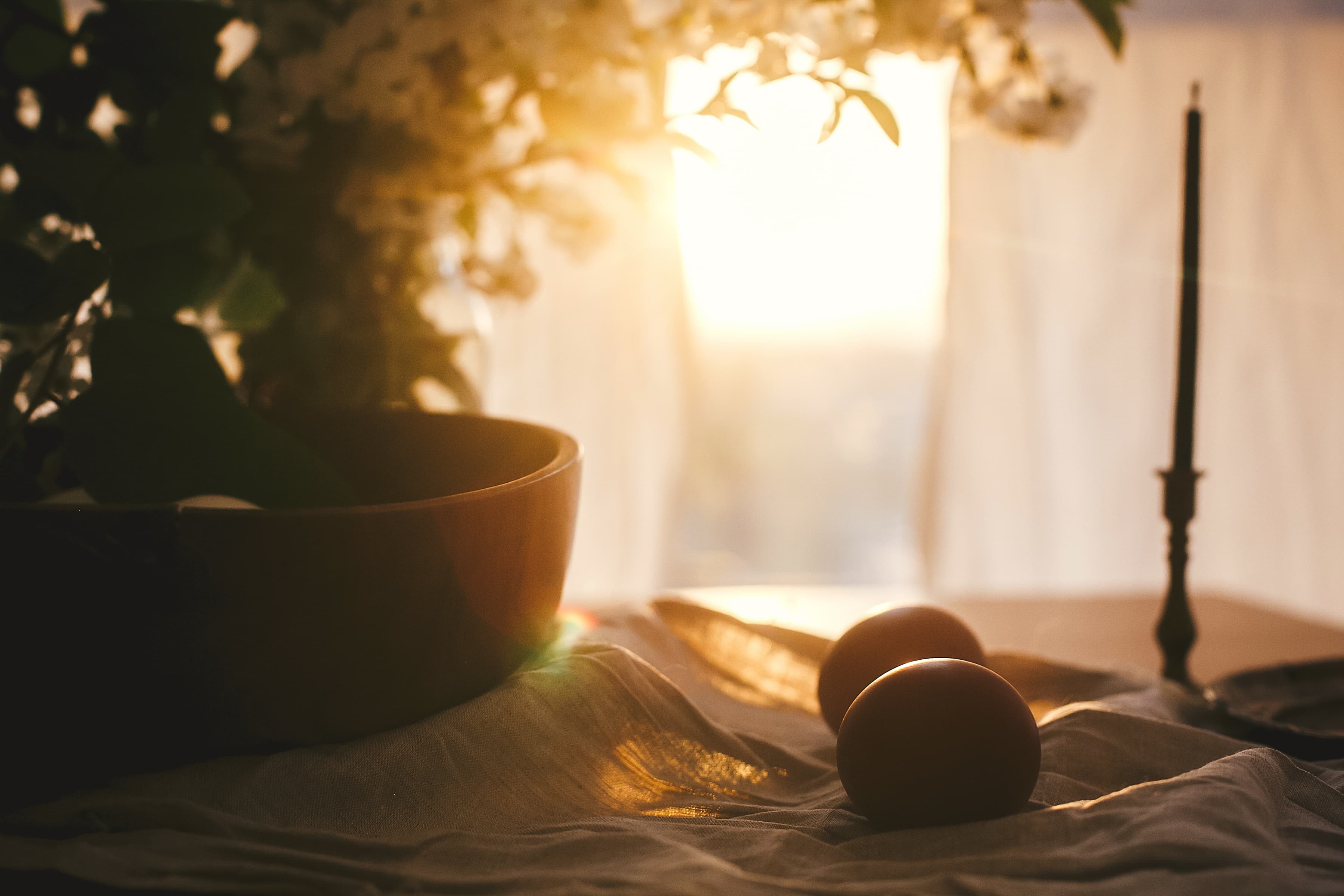 Morning light over a bowl of fruit, a small still life of a slower routine